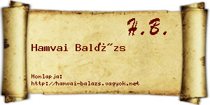 Hamvai Balázs névjegykártya